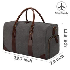 S-Zone Canvas Pu Leather Trim Travel Duffel Shoulder Handbag Weekender Carry On Luggage With Shoe -Luggage Factory 510gwfhn7rL