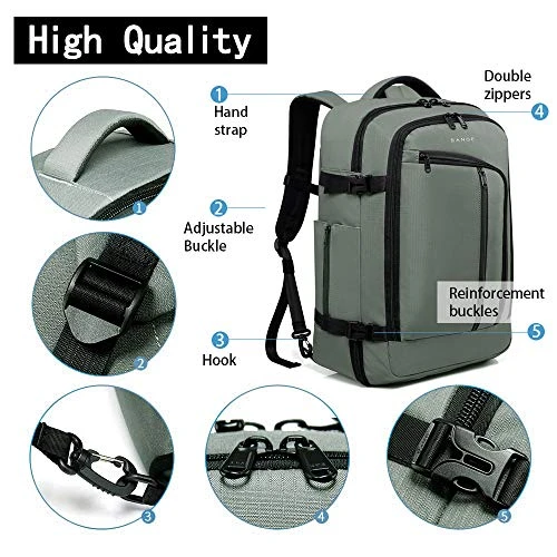 BANGE Travel Overnight Backpack,40-Liter FAA Flight Approved Weekender Bag Carry On Backpack GREEN (Backpack With 3 Cubes) 7 BANGE Travel Overnight Backpack,40-Liter FAA Flight Approved Weekender Bag Carry On Backpack GREEN (Backpack With 3 Cubes) - Image 7