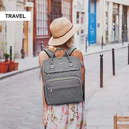 LOVEVOOK Laptop Backpack Womens Computer Bag Nurse Teacher Backpack Purse Laptop Bookbag, 17 Inch, Plait Grey 3 LOVEVOOK Laptop Backpack Womens Computer Bag Nurse Teacher Backpack Purse Laptop Bookbag, 17 Inch, Plait Grey - Image 3