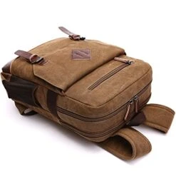 Aidonger Vintage Canvas Laptop Backpack School Backpack (Khaki) -Luggage Factory 512k9zUixdL