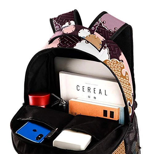 LORVIES Japanese Circle Pattern Lightweight School Classic Backpack Travel Rucksack For Girls Women Kids Teens 4 LORVIES Japanese Circle Pattern Lightweight School Classic Backpack Travel Rucksack For Girls Women Kids Teens - Image 4