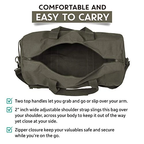 Army Force Gear WWII Military Jeep Invasion Star Duffel Shoulder Bag - Olive & Black, Medium 6 Army Force Gear WWII Military Jeep Invasion Star Duffel Shoulder Bag - Olive & Black, Medium - Image 6