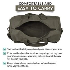EMS Emergency Medical Services Army Sport Heavyweight Canvas Duffel Bag In Olive & Black, Medium -Luggage Factory 513A7bRVxRL 506b1ae1 09dc 4d71 ab01 d1784550c116