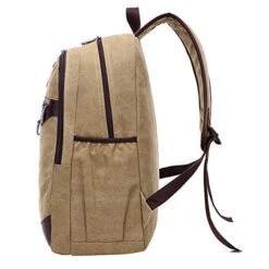 ABage Vintage Canvas Leather Travel Student Laptop Backpack School Bag Bookbag Rucksack, Khaki -Luggage Factory 513K1vdJweL