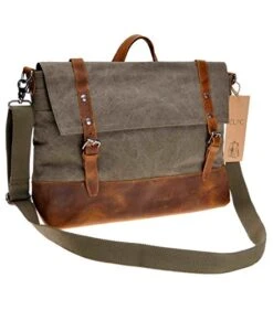 Canvas Messenger Bag Zlyc Leather Trim 15.6 Inch Laptop Bag Military Shoulder Bag Vintage Handbag 13 Canvas Messenger Bag Zlyc Leather Trim 15.6 Inch Laptop Bag Military Shoulder Bag Vintage Handbag -Luggage Factory 514W7kwcw3L