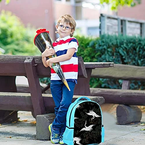 LORVIES Japanese Crane Pattern Backpack Kids School Book Bags For Elementary Primary Schooler For Boys 2 LORVIES Japanese Crane Pattern Backpack Kids School Book Bags For Elementary Primary Schooler For Boys - Image 2