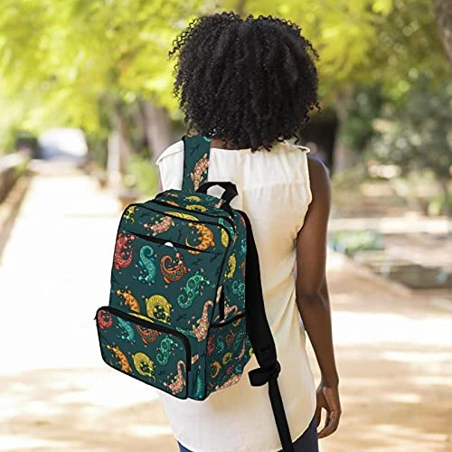 LORVIES Colorful Reptile Lizard School Bag For Student Bookbag Women Travel Backpack Casual Daypack Travel Hiking Camping 3 LORVIES Colorful Reptile Lizard School Bag For Student Bookbag Women Travel Backpack Casual Daypack Travel Hiking Camping - Image 3