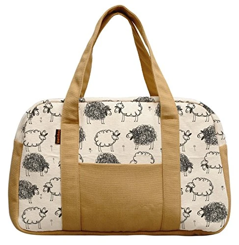 Women'S Black White Sheep Pattern Printed Canvas Duffel Travel Bags Was_19 1 Women'S Black White Sheep Pattern Printed Canvas Duffel Travel Bags Was_19
