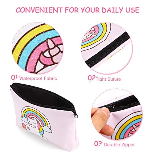 4 Pieces Makeup Bag Funny Cartoon Cosmetic Pouch Printed Toiletry Travelling Bags Cosmetic Bags For Women (Unicorn) 6 4 Pieces Makeup Bag Funny Cartoon Cosmetic Pouch Printed Toiletry Travelling Bags Cosmetic Bags For Women (Unicorn) - Image 6