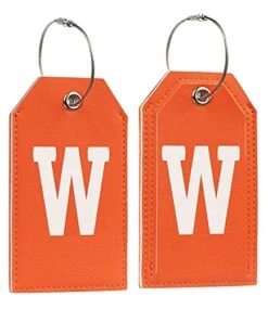Toughergun Initial Letter Luggage Tag Leather With Full Privacy Cover And Travel Bag Tag Orange 1 Pcs Set (W) 9 Toughergun Initial Letter Luggage Tag Leather With Full Privacy Cover And Travel Bag Tag Orange 1 Pcs Set (W) -Luggage Factory 516Y4ud ZDS