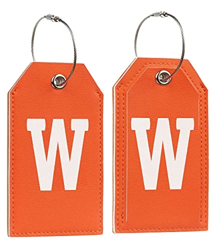 Toughergun Initial Letter Luggage Tag Leather With Full Privacy Cover And Travel Bag Tag Orange 1 Pcs Set (W) 5 Toughergun Initial Letter Luggage Tag Leather With Full Privacy Cover And Travel Bag Tag Orange 1 Pcs Set (W) - Image 5