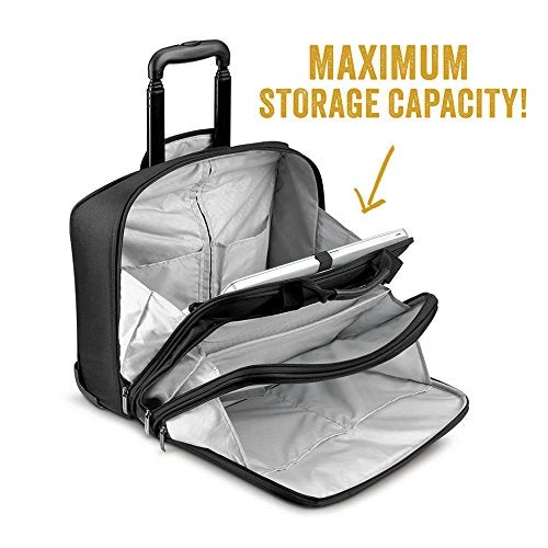 Solo New York Bryant Rolling Laptop Bag. Travel-friendly Rolling Briefcase For Women And Men. Fits Up To 17.3 Inch Laptop. Amazon Exclusive Color Black/Grey 5 Solo New York Bryant Rolling Laptop Bag. Travel-friendly Rolling Briefcase For Women And Men. Fits Up To 17.3 Inch Laptop. Amazon Exclusive Color Black/Grey - Image 5