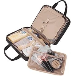 NISHEL Large Hanging Travel Toiletry Bag, Portable Makeup Organizer, Water Resistant Cosmetic Holder For Brushes Set, Full-Sized Shampoo, Conditioner, Accessories, Black 9 NISHEL Large Hanging Travel Toiletry Bag, Portable Makeup Organizer, Water Resistant Cosmetic Holder For Brushes Set, Full-Sized Shampoo, Conditioner, Accessories, Black -Luggage Factory 5173L HBkCS