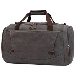 Canvas Duffel Bag, Vintage Canvas Weekender Bag Travel Bag Sports Duffel With Shoulder Strap Gray