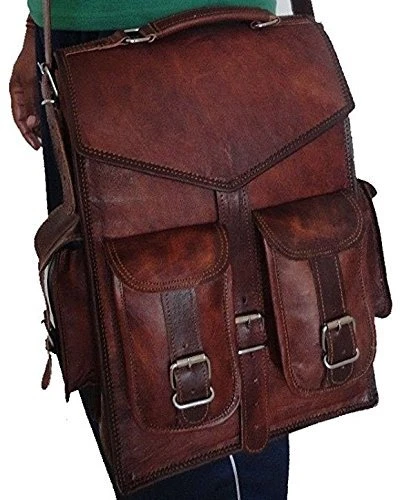 Vintage Brown School Bag Leather Backpack Laptop Messenger Bag Rucksack Sling For Men Women 3 Vintage Brown School Bag Leather Backpack Laptop Messenger Bag Rucksack Sling For Men Women - Image 3