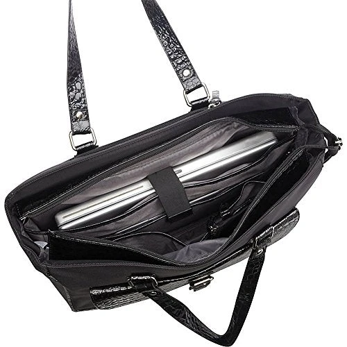 Heritage Ladies Nylon Twill Croco Pvc Single Gusset Wheeled Computer Case, Black, One Size 3 Heritage Ladies Nylon Twill Croco Pvc Single Gusset Wheeled Computer Case, Black, One Size - Image 3