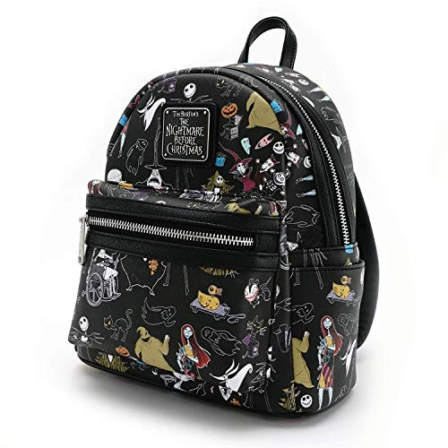 Loungefly Nightmare Before Christmas All Character Mini Backpack Black 2 Loungefly Nightmare Before Christmas All Character Mini Backpack Black - Image 2