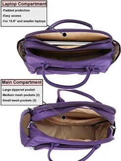Lily & Drew Carry On Weekender Overnight Travel Shoulder Bag For 15.6 Inch Laptop Computers For Women (Purple) 9 Lily & Drew Carry On Weekender Overnight Travel Shoulder Bag For 15.6 Inch Laptop Computers For Women (Purple) -Luggage Factory 51ATch28x2L
