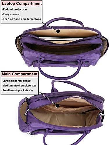 Lily & Drew Carry On Weekender Overnight Travel Shoulder Bag For 15.6 Inch Laptop Computers For Women (Purple) 4 Lily & Drew Carry On Weekender Overnight Travel Shoulder Bag For 15.6 Inch Laptop Computers For Women (Purple) - Image 4