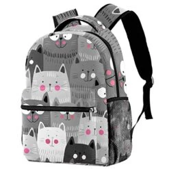 LORVIES Cute Cats Pattern Japanese Style Backpacks School Bookbags Daypack Bag For Men And Women