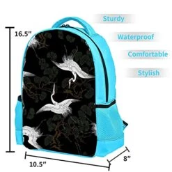 LORVIES Japanese Crane Pattern Backpack Kids School Book Bags For Elementary Primary Schooler For Boys 12 LORVIES Japanese Crane Pattern Backpack Kids School Book Bags For Elementary Primary Schooler For Boys -Luggage Factory 51E2Pax k S