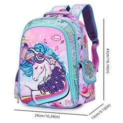 Unicorn Backpack For Girls, Kid 16 Inch Water Resistant Preschool Primary Kindergarten Elementary School Bookbag With Water Bottle Pocket And Chest Strap Large Capacity - Purple 9 Unicorn Backpack For Girls, Kid 16 Inch Water Resistant Preschool Primary Kindergarten Elementary School Bookbag With Water Bottle Pocket And Chest Strap Large Capacity - Purple -Luggage Factory 51GOYIjqLSS