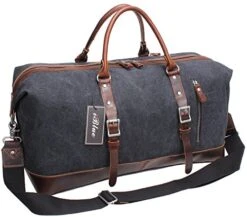 Iblue Vinatge Leather Weekender Travel Bag Mens Duffel Bag Canvas B003(Xl 21'', Grey) -Luggage Factory 51Ghu5pt1bL