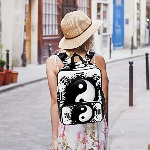 LORVIES Black And White Yin Yang School Bag For Student Bookbag Women Travel Backpack Casual Daypack Travel Hiking Camping 2 LORVIES Black And White Yin Yang School Bag For Student Bookbag Women Travel Backpack Casual Daypack Travel Hiking Camping - Image 2