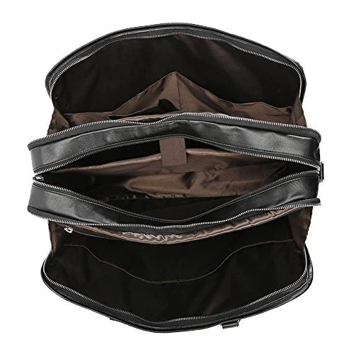 Polare Men'S Real Soft Napa Leather 17.3'' Briefcase Laptop Business Bag Black 3 Polare Men'S Real Soft Napa Leather 17.3'' Briefcase Laptop Business Bag Black - Image 3