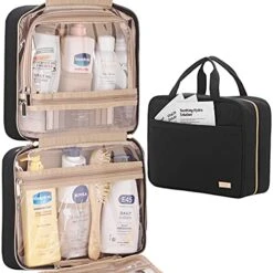 NISHEL Large Hanging Travel Toiletry Bag, Portable Makeup Organizer, Water Resistant Cosmetic Holder For Brushes Set, Full-Sized Shampoo, Conditioner, Accessories, Black 8 NISHEL Large Hanging Travel Toiletry Bag, Portable Makeup Organizer, Water Resistant Cosmetic Holder For Brushes Set, Full-Sized Shampoo, Conditioner, Accessories, Black -Luggage Factory 51IUOpij4VS