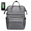 Laptop Backpack For Women Fashion Travel Bags Business Computer Purse Work Bag With USB Port, Grey