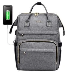 Laptop Backpack For Women Fashion Travel Bags Business Computer Purse Work Bag With USB Port, Grey