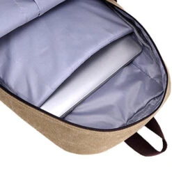 ABage Vintage Canvas Leather Travel Student Laptop Backpack School Bag Bookbag Rucksack, Khaki -Luggage Factory 51KxnEaRO8L