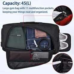 Gym Bag Sports Duffle Bag With Shoes Compartment Waterproof Large Travel Duffel Bags Weekender Overnight Bag For Men Women 45L Black 12 Gym Bag Sports Duffle Bag With Shoes Compartment Waterproof Large Travel Duffel Bags Weekender Overnight Bag For Men Women 45L Black -Luggage Factory 51LKmH8BX0L