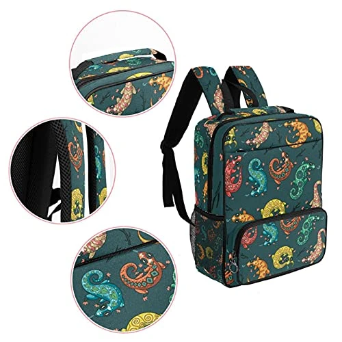 LORVIES Colorful Reptile Lizard School Bag For Student Bookbag Women Travel Backpack Casual Daypack Travel Hiking Camping 5 LORVIES Colorful Reptile Lizard School Bag For Student Bookbag Women Travel Backpack Casual Daypack Travel Hiking Camping - Image 5