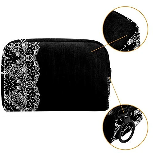 LORVIES Black And Lace Makeup Bag Toiletry Bag For Women Skincare Cosmetic Handy Pouch Zipper Handbag 5 LORVIES Black And Lace Makeup Bag Toiletry Bag For Women Skincare Cosmetic Handy Pouch Zipper Handbag - Image 5