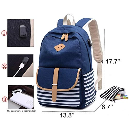 FLYMEI Cute Backpack For Women, School Backpack For Girls Fashion Bookbag For Women 15.6'' Laptop Back Pack With USB Charging Port, Lightweight Blue Bookbag Casual Girl Backpack 8 FLYMEI Cute Backpack For Women, School Backpack For Girls Fashion Bookbag For Women 15.6'' Laptop Back Pack With USB Charging Port, Lightweight Blue Bookbag Casual Girl Backpack - Image 8