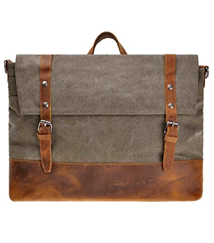 Canvas Messenger Bag Zlyc Leather Trim 15.6 Inch Laptop Bag Military Shoulder Bag Vintage Handbag 1 Canvas Messenger Bag Zlyc Leather Trim 15.6 Inch Laptop Bag Military Shoulder Bag Vintage Handbag