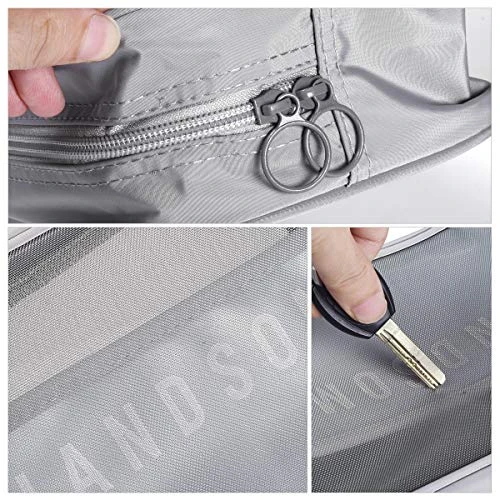 3 Set Large Capacity Makeup Bags Cosmetic Pouch Bags Toiletry Bag For Women Men,Assorted Size Mesh Breathable Toiletry Bag Makeup Brush Bags Travel Kit (Gray) 3 3 Set Large Capacity Makeup Bags Cosmetic Pouch Bags Toiletry Bag For Women Men,Assorted Size Mesh Breathable Toiletry Bag Makeup Brush Bags Travel Kit (Gray) - Image 3