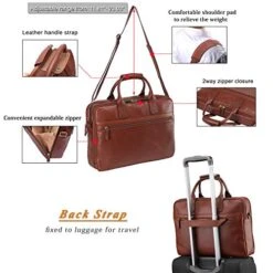 Banuce Vintage Full Grain Italian Leather Briefcase For Men Business Attache Case 14" Laptop Tote -Luggage Factory 51MB vRL 2BpL
