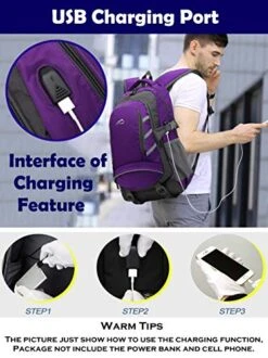 ProEtrade Backpack Daypack For School College Laptop Travel, Computer Bookbag Bag With USB Charging Port Anti Theft Laptop Compartment Fits 15.6 Inch Notebook, Gifts For Men & Women (Purple) 9 ProEtrade Backpack Daypack For School College Laptop Travel, Computer Bookbag Bag With USB Charging Port Anti Theft Laptop Compartment Fits 15.6 Inch Notebook, Gifts For Men & Women (Purple) -Luggage Factory 51MxrN0uHnL
