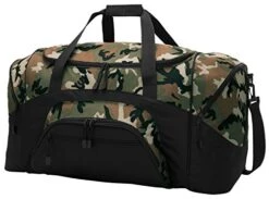 Port & Company Color Block Sport Zipper Duffel Bag_Camo/Black_Osfa