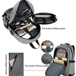 Cafele Laptop Backpack Anti-Theft Water Resistant Bookbag For Trip School W/USB 10 Cafele Laptop Backpack Anti-Theft Water Resistant Bookbag For Trip School W/USB -Luggage Factory 51NWR 4B 6L