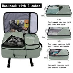 BANGE Travel Overnight Backpack,40-Liter FAA Flight Approved Weekender Bag Carry On Backpack GREEN (Backpack With 3 Cubes) 16 BANGE Travel Overnight Backpack,40-Liter FAA Flight Approved Weekender Bag Carry On Backpack GREEN (Backpack With 3 Cubes) -Luggage Factory 51NY5s6r3gL