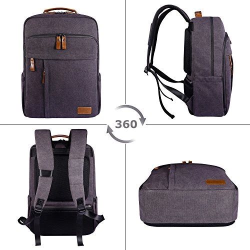 Estarer Laptop Backpack W/USB Charging Port For Men Women, Water Resistant Canvas Backpack School 4 Estarer Laptop Backpack W/USB Charging Port For Men Women, Water Resistant Canvas Backpack School - Image 4