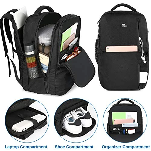 Travel Backpack, Flight Approved Carry On Hand Luggage, MATEIN Water Resistant Anti-Theft Business Large Daypack Weekender Bag For 15.6 Inch Laptop, Black 6 Travel Backpack, Flight Approved Carry On Hand Luggage, MATEIN Water Resistant Anti-Theft Business Large Daypack Weekender Bag For 15.6 Inch Laptop, Black - Image 6
