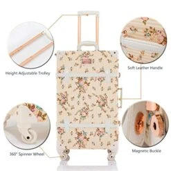 COTRUNKAGE Vintage Luggage Set 3 Piece Cute Travel Suitcase For Women With Cosmetic Case, Beige Floral -Luggage Factory 51QtPwpR6ZL