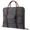 Carry On Garment Bag For Business Travel S-ZONE Canvas Leather Men Suit Cover
