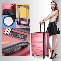 Luggage Sets, SHOWKOO 3 Piece Polycarbonate Durable Hardshell & Lightweight Suitcase Double Wheels TSA Lock City Fashion Red Wine 20in24in28in 11 Luggage Sets, SHOWKOO 3 Piece Polycarbonate Durable Hardshell & Lightweight Suitcase Double Wheels TSA Lock City Fashion Red Wine 20in24in28in -Luggage Factory 51TuYt9874L