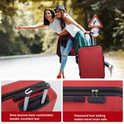 Suitcase Luggage Sets 3 Piece Travel Carry With Password Lock Lightweight Durable ABS Spinner 20 24 28 Inch,Red -Luggage Factory 51UkIHl84IL